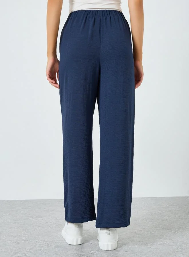 Styli Women Navy Straight Leg Pants